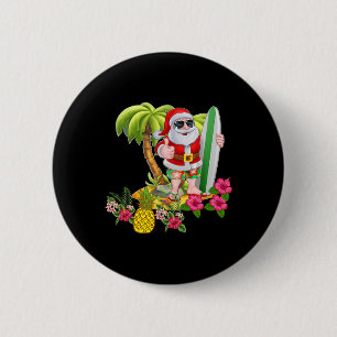 Christmas In July Santa Hawaiian Surfing T Shirt S 6 Cm Round Badge