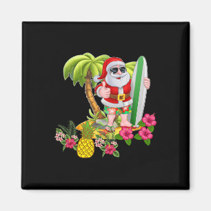 Christmas In July Santa Hawaiian Surfing T Shirt S Magnet