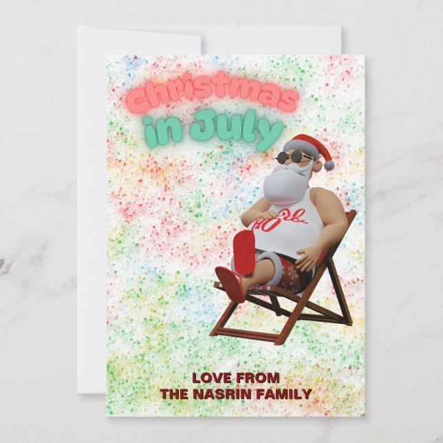 Christmas in July Santa  Holiday Card (Front)