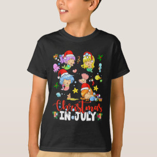 Christmas In July Santa Mermaid Lover Summer Beach T-Shirt