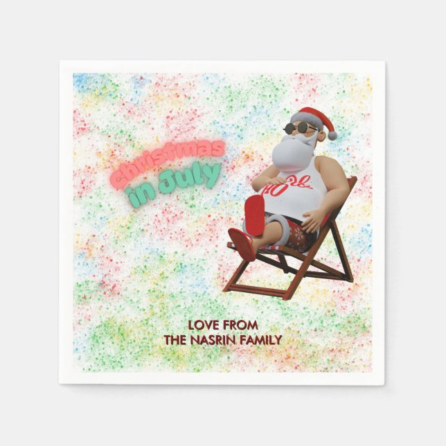 Christmas in July Santa  Napkin (Front)