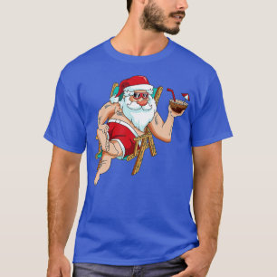 Christmas in July Santa on Beach Independence Day  T-Shirt