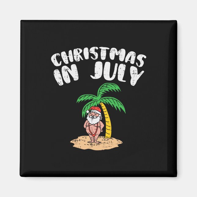 Christmas In July Santa Palm Tree Beach Summer Tro Magnet (Front)