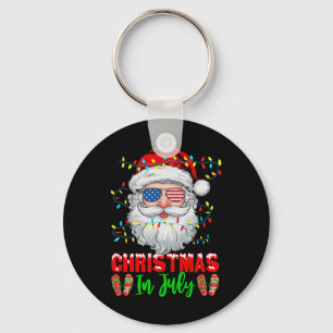 Christmas In July Santa Patriotic Festive Xmas Sum Key Ring