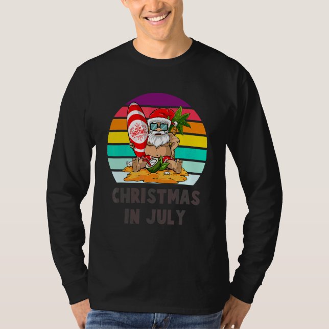 Christmas In July   Santa Summer Beach Vacation 2 T-Shirt (Front)