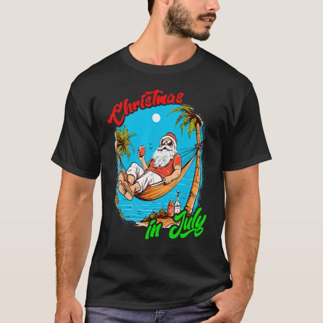 Christmas In July   Santa Summer Beach Vacation 3 T-Shirt (Front)