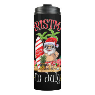 Christmas In July Santa Summer Beach Vacation Thermal Tumbler
