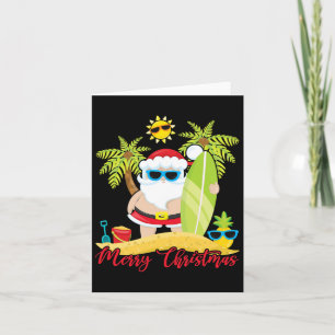 Christmas In July Santa Summer Surfing Beach Surf  Card