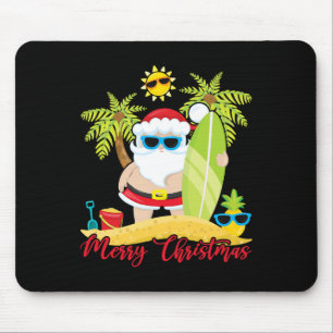 Christmas In July Santa Summer Surfing Beach Surf  Mouse Pad