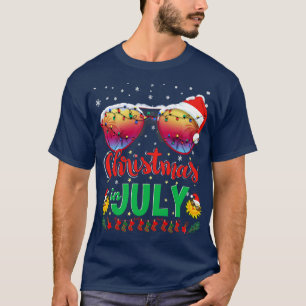Christmas in July Santa Summer Vacation Sunglasses T-Shirt