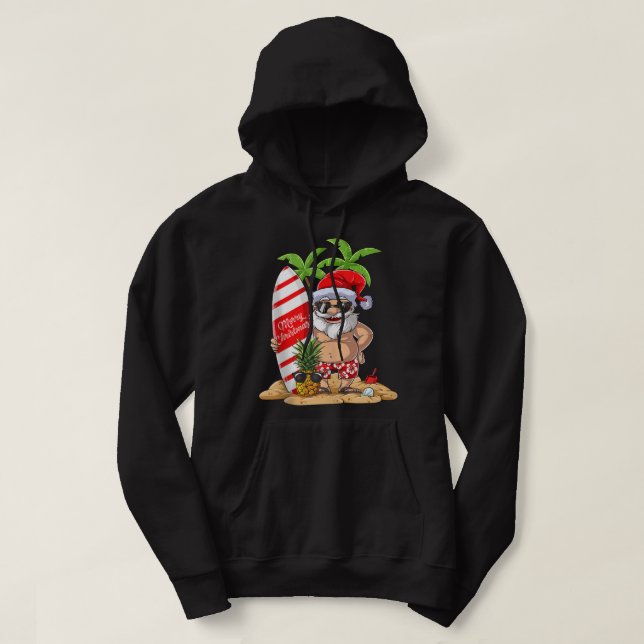 Christmas in July Santa Surf Hawaiian Men Summer S Hoodie (Design Front)