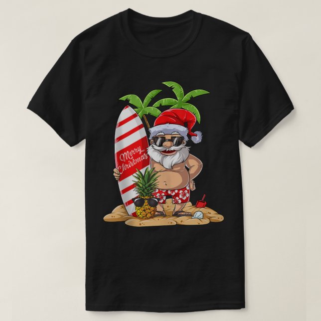 Christmas in July Santa Surf Hawaiian Men Summer S T-Shirt (Design Front)
