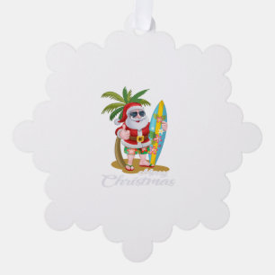 Christmas in July Santa Surf Hawaiian Men Summer Tree Decoration Card
