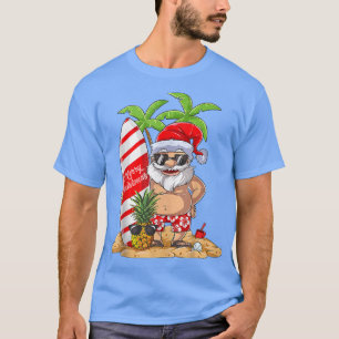 Christmas In July Santa Surf Hawaiian Summer Surfi T-Shirt