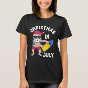 Christmas In July Santa Surfboard Summer Vacation T-Shirt