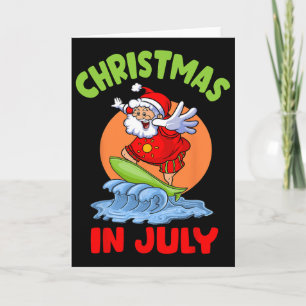 Christmas In July Santa Surfing Kids Toddler Hawai Card