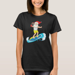Christmas In July Santa Surfing Santa Hat Beach Su T-Shirt