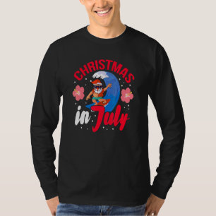 Christmas In July Santa Surfing Sea Sun Summer Bea T-Shirt