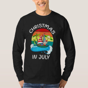 Christmas In July Santa Surfing Summer Beach Vacat T-Shirt