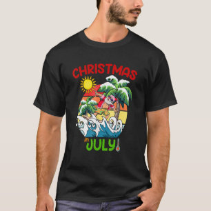 Christmas In July Santa Surfing Summer Vacation H T-Shirt