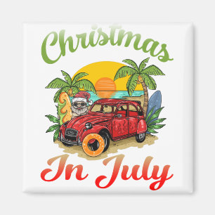Christmas in July Santa Surfing Summer ver2 Magnet