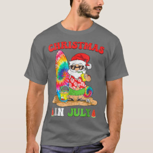Christmas In July Santa Tie Dye Summer Surf Surfin T-Shirt