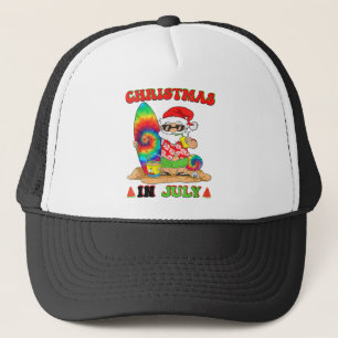 Christmas In July Santa Tie Dye Summer Surf Surfin Trucker Hat