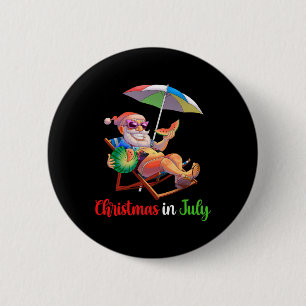 Christmas In July Santa Watermelon Tropical Hawaii 6 Cm Round Badge