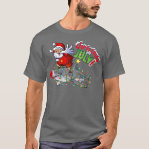 Christmas In July Shark Christmas Santa Summer Cel T-Shirt