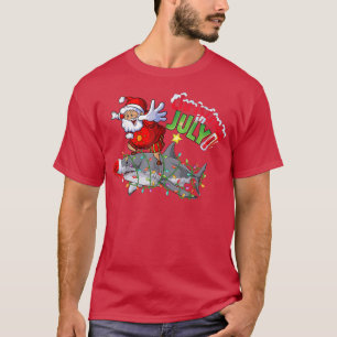 Christmas In July Shark Christmas Santa Summer Cel T-Shirt