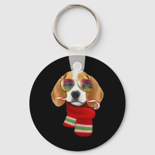 Christmas In July Shirt Beagle Sungles Dog Lovers Key Ring
