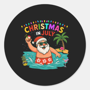 Christmas In July Shirt Boys Kids Santa Coconut Su Classic Round Sticker