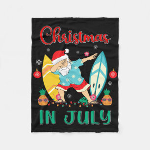 Christmas In July Shirt Funny Santa Summer Beach V Fleece Blanket