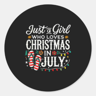 Christmas In July Shirt Girls Funny Summer Beach V Classic Round Sticker