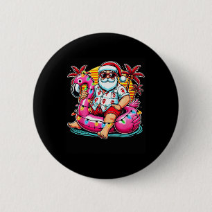 Christmas In July Shirt Santa Flamingo Float Summe 6 Cm Round Badge