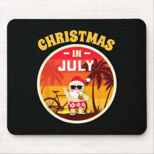 Christmas In July Shirt Summer Beach Vacation Hawa Mouse Pad