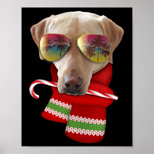 Christmas In July Shirt Yellow Lab Sungles Dog Lov Poster