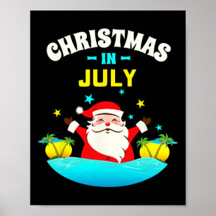 Christmas In July Shirts For Women Men Kids Santa Poster