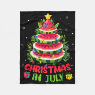 Christmas In July Shirts Watermelon Tree Beach Sum Fleece Blanket