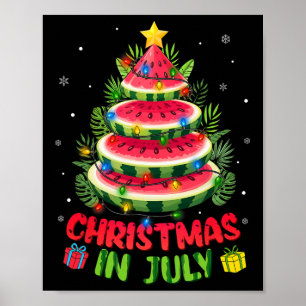 Christmas In July Shirts Watermelon Tree Beach Sum Poster