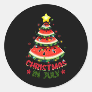 Christmas In July Shirts Women Men Kids Watermelon Classic Round Sticker