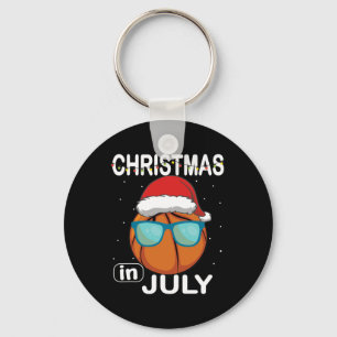 Christmas In July Sketll Santa Sungles Xmas Summer Key Ring