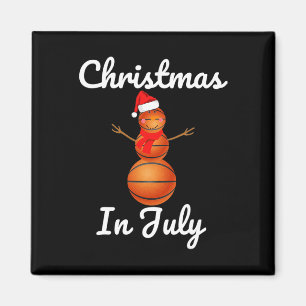 Christmas In July Sketll Snowman Santa Hat Summer Magnet