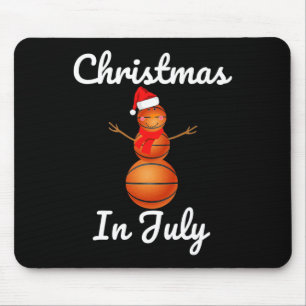 Christmas In July Sketll Snowman Santa Hat Summer  Mouse Pad