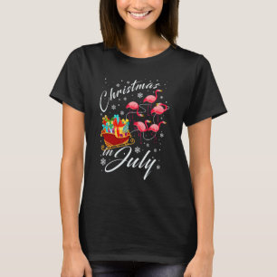 Christmas In July  Sleigh Flamingos Women Kid Summ T-Shirt