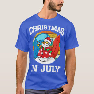 Christmas In July Snowman Beach Summer Surfing Vac T-Shirt