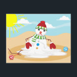 christmas in july snowman holiday postcard<br><div class="desc">"christmas in july snowman""xmas in july snowman" , "christmas in july", "xmas in july",  "ugly xmas ""funny christmas ", "ugly christmas" , "funny xmas""summer christmas ""summer xmas "" beach christmas" , "melting snow" ,  "melting snowman" , snowman , christmas , , xmas</div>