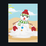 christmas in july snowman holiday postcard<br><div class="desc">"christmas in july snowman""xmas in july snowman" , "christmas in july", "xmas in july",  "ugly xmas ""funny christmas ", "ugly christmas" , "funny xmas""summer christmas ""summer xmas "" beach christmas" , "melting snow" ,  "melting snowman" , snowman , christmas , , xmas</div>