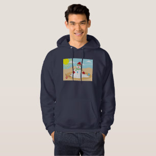 christmas in july snowman mens hooded sweatshirt