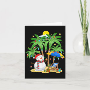 Christmas In July Snowman On Palm Tree Trocal Beac Card